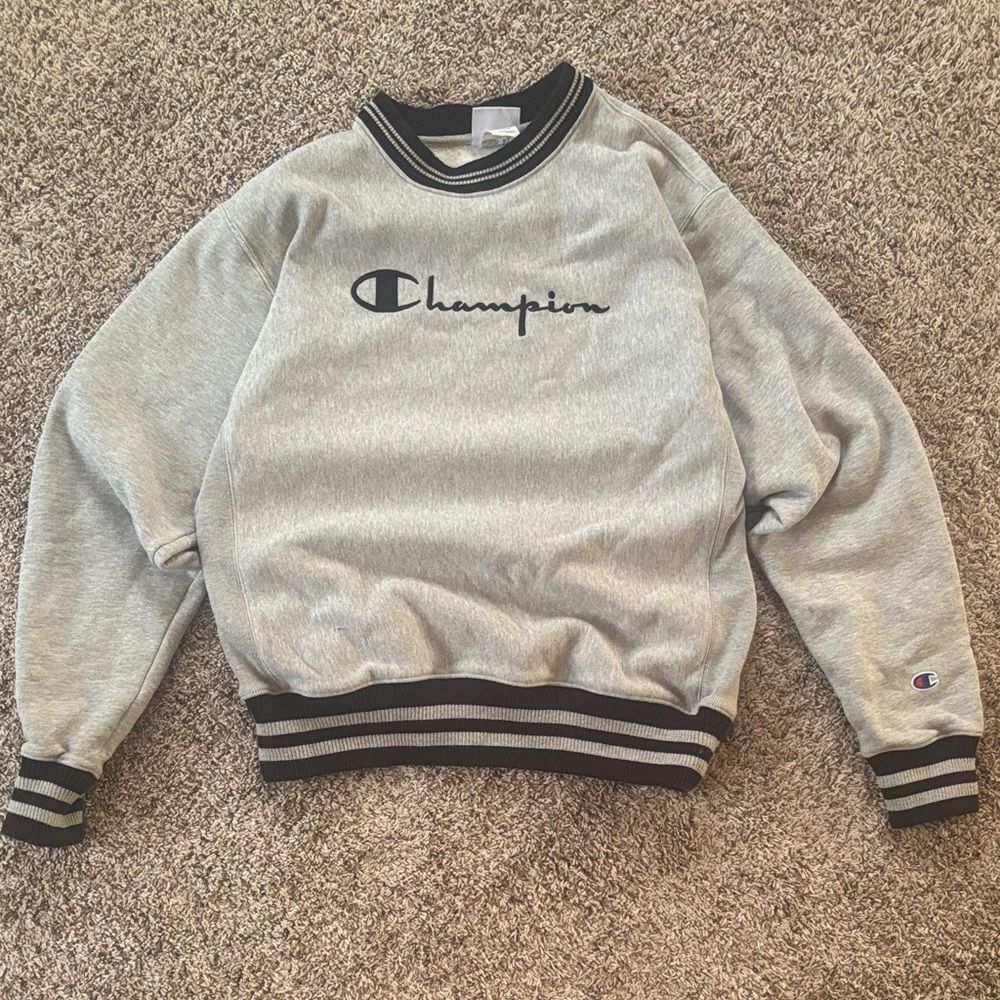 Vintage 90s Champion Mens Medium Heavy Cotton Reverse Weave Embroidered Crewneck